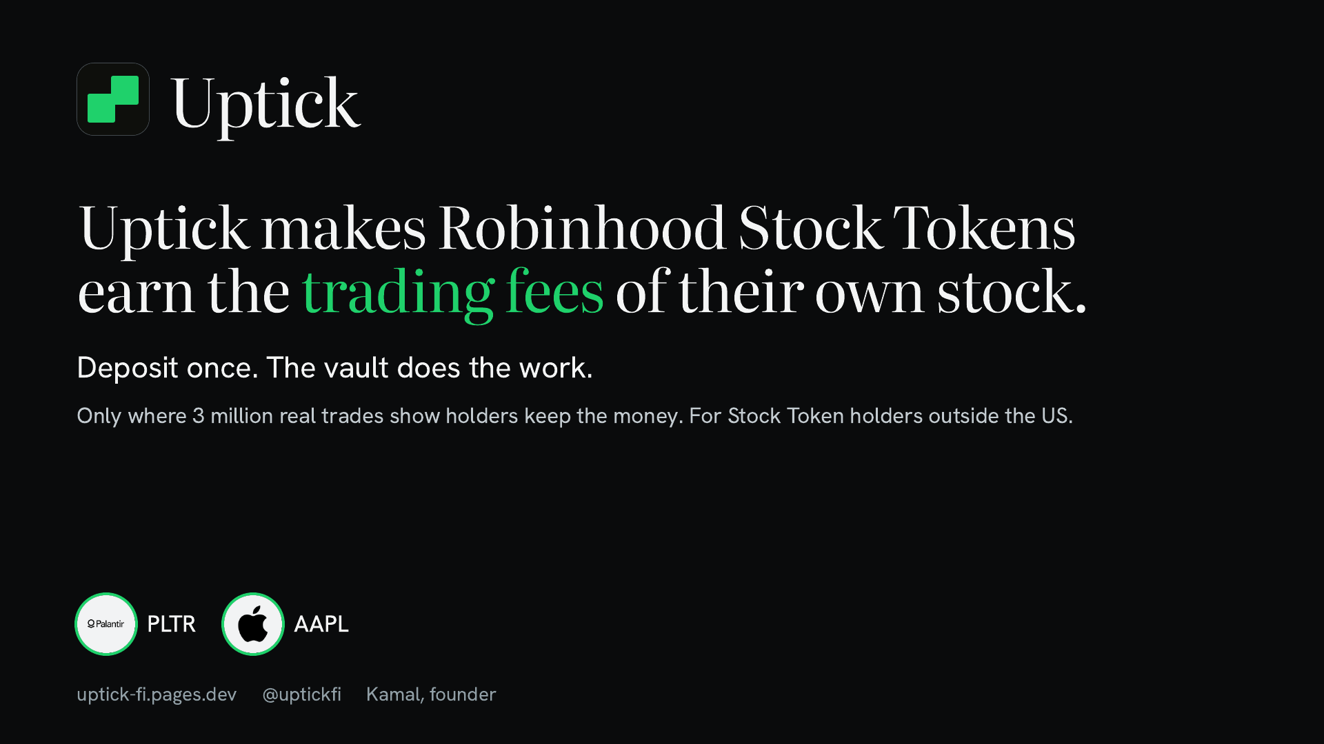 Uptick: Robinhood Stock Tokens earn the trading fees of their own stock